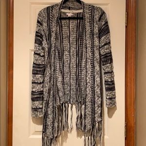 Black and White Fringe Cardigan
